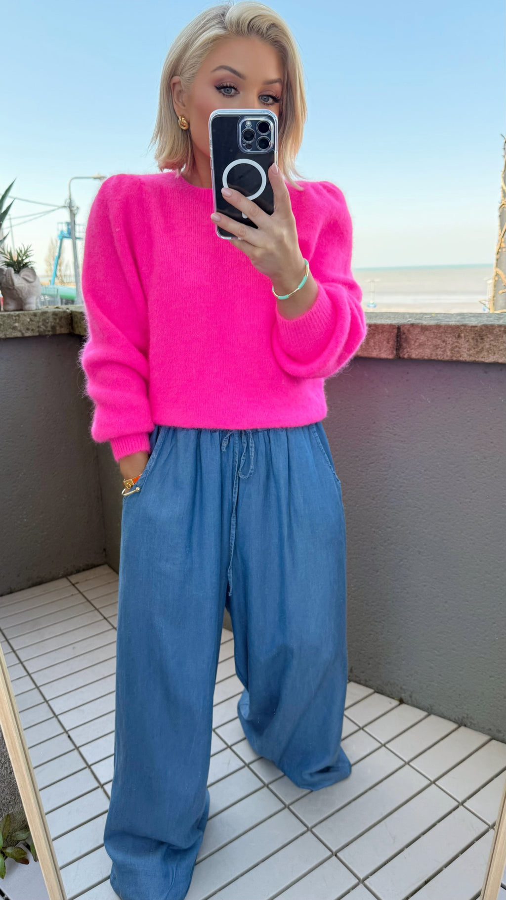 PETRA SUPER SOFT SWEATER - NEON PINK Knitwear Coco Boutique 