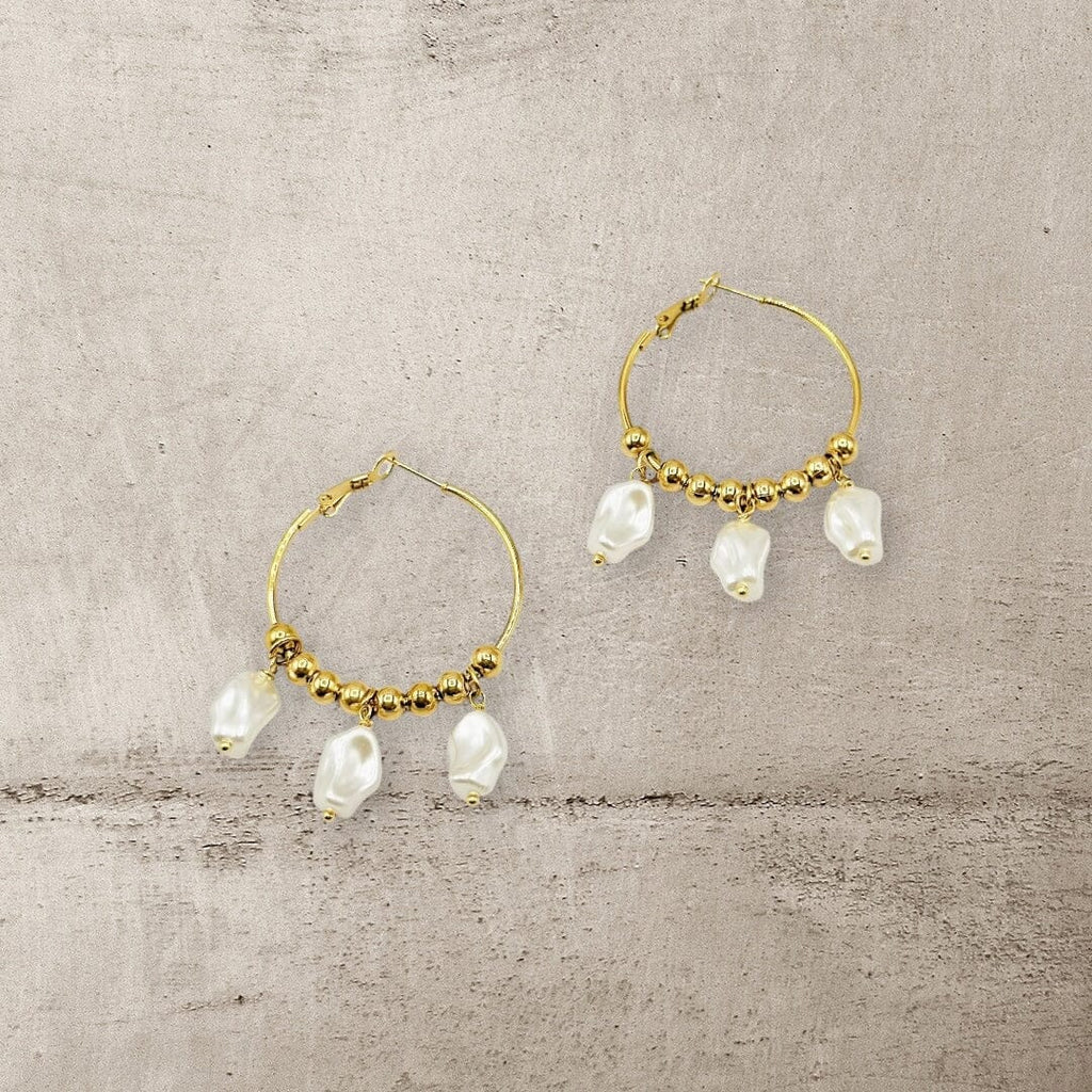THE OLIVIA PEARL HOOPS Jewellery & Accessories Coco Boutique 