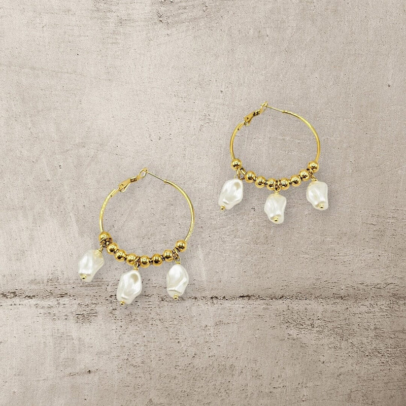 THE OLIVIA PEARL HOOPS Jewellery & Accessories Coco Boutique 