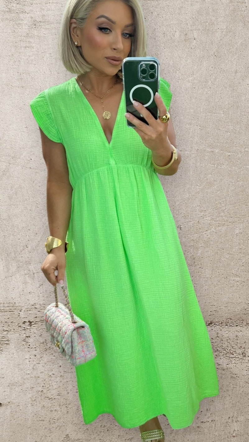 VALENCIA DRESS - NEON GREEN Dresses Noeline 