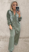 THE CELINE LUXE CO-ORD - SAGE Co-ord set White Piece 