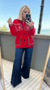 THE BANDANA LUXE JACKET - RED Knitwear Oreline 