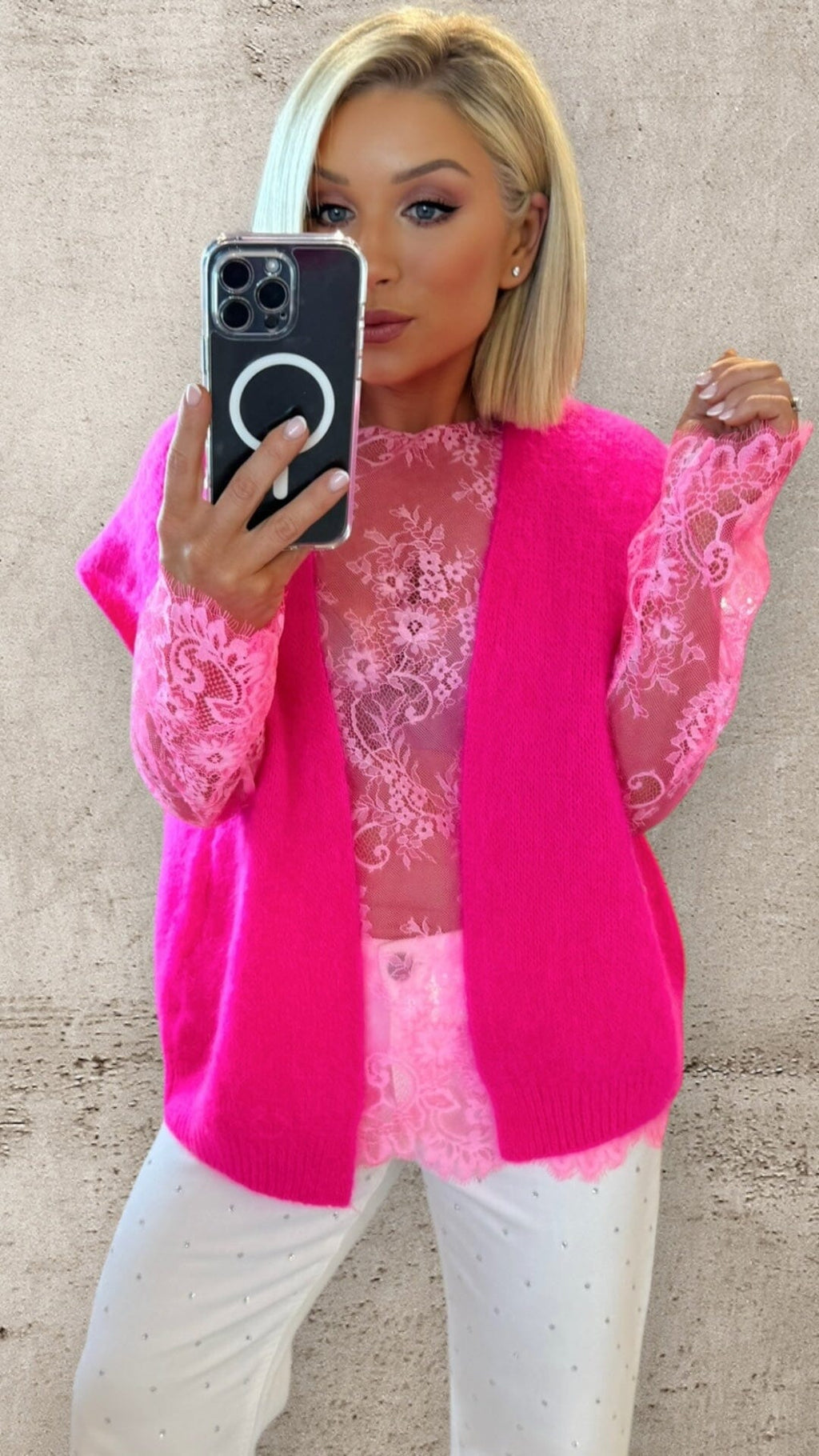THE FUSCHIA FIZZ GILET - NEON PINK Gilet Coco Boutique 