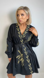 LYNNE EMBROIDERED WRAP DRESS - BLACK Coco Boutique 