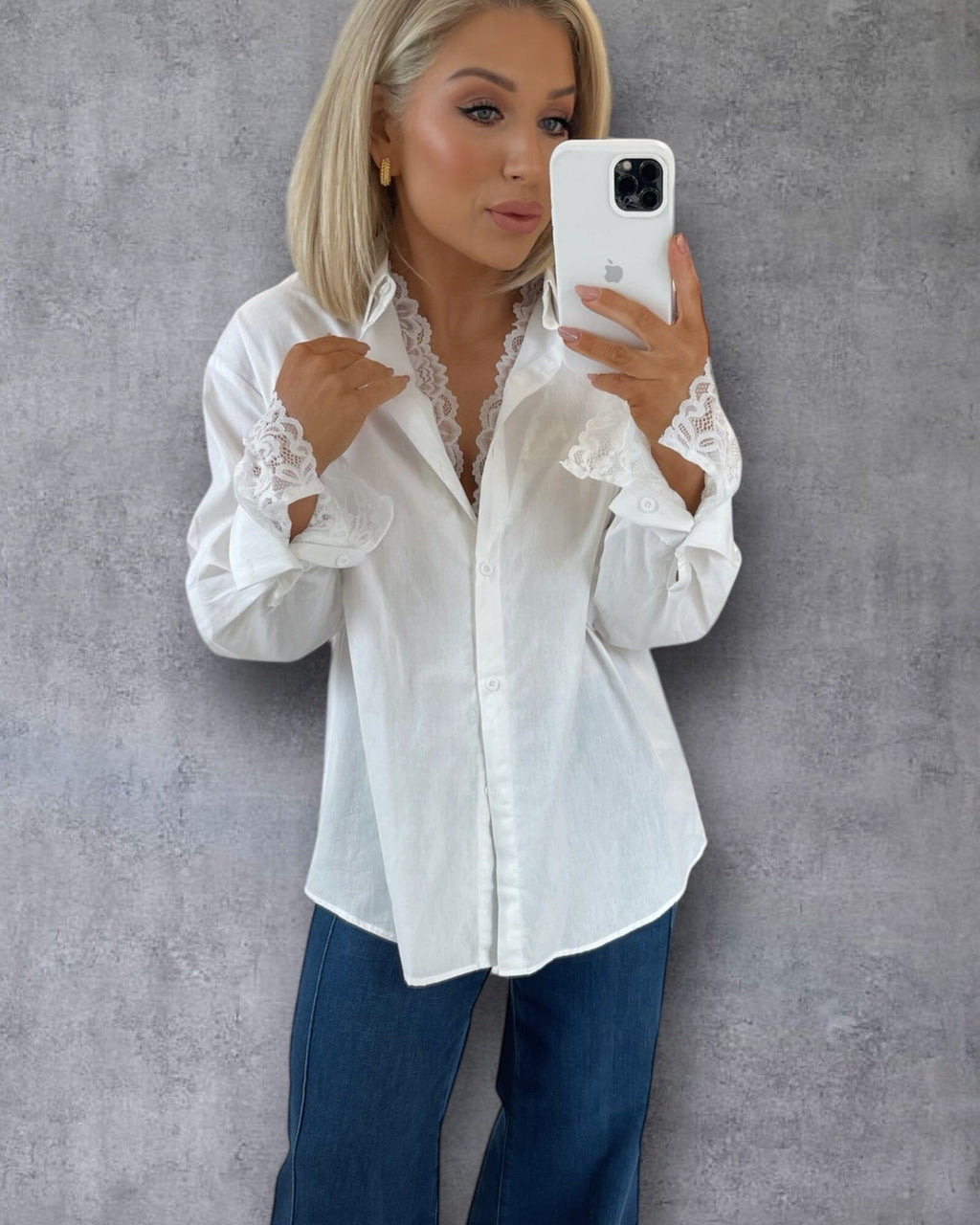 SHAY LACE TRIMMED BLOUSE - WHITE Tops & Jumpers LUMIN 
