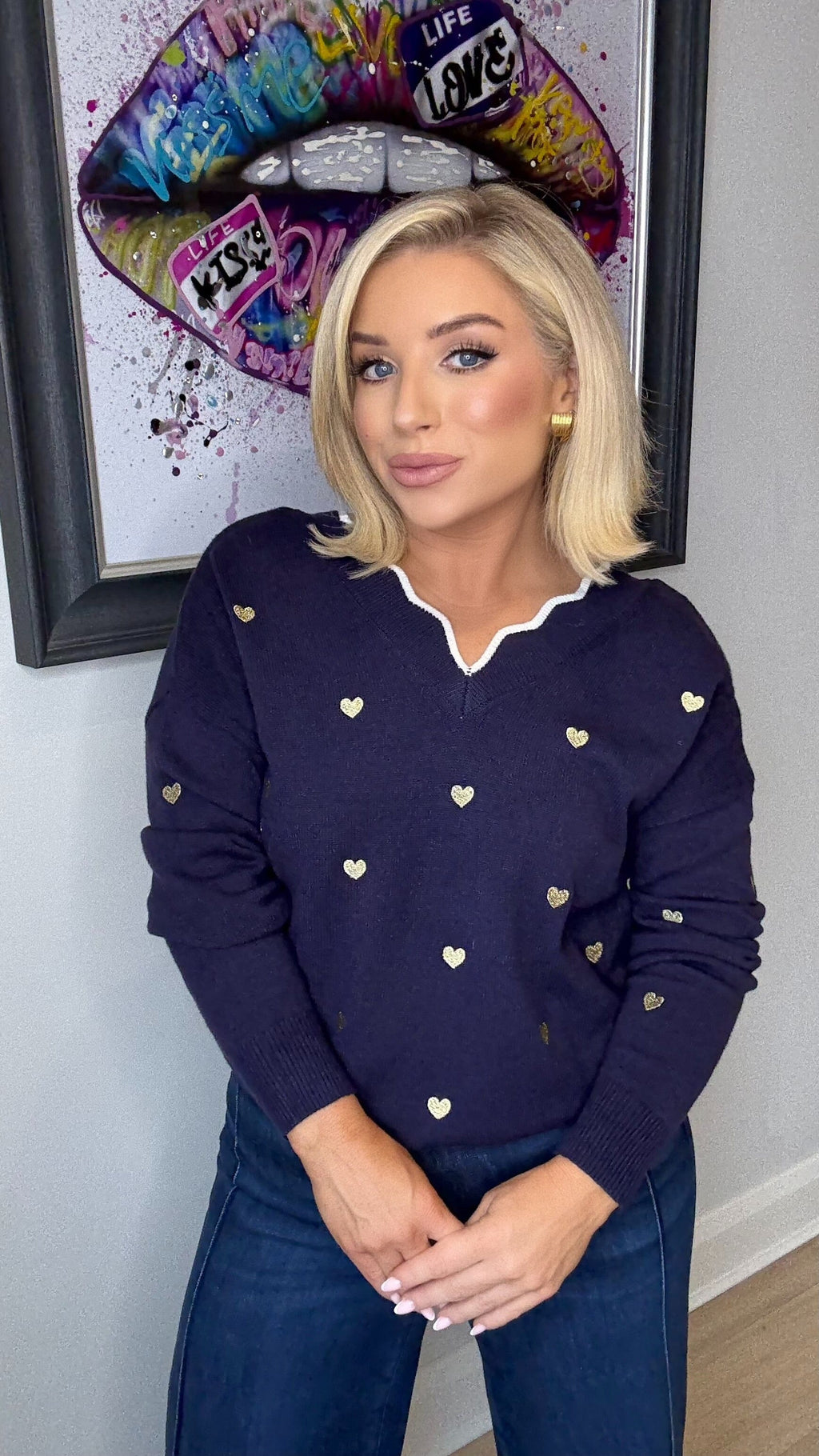 THE AMELIÉ HEART KNIT - NAVY Knitwear VF Line 