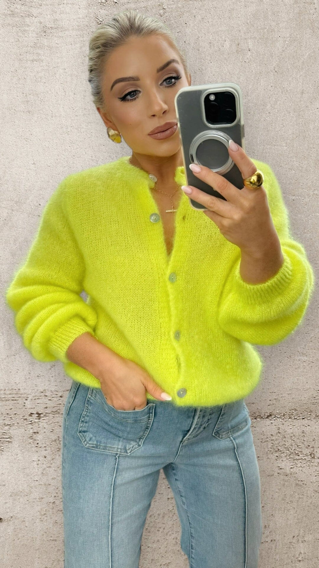 THE LUMINÉ MOHAIR CARDI- CITRINE Knitwear Goldie S 