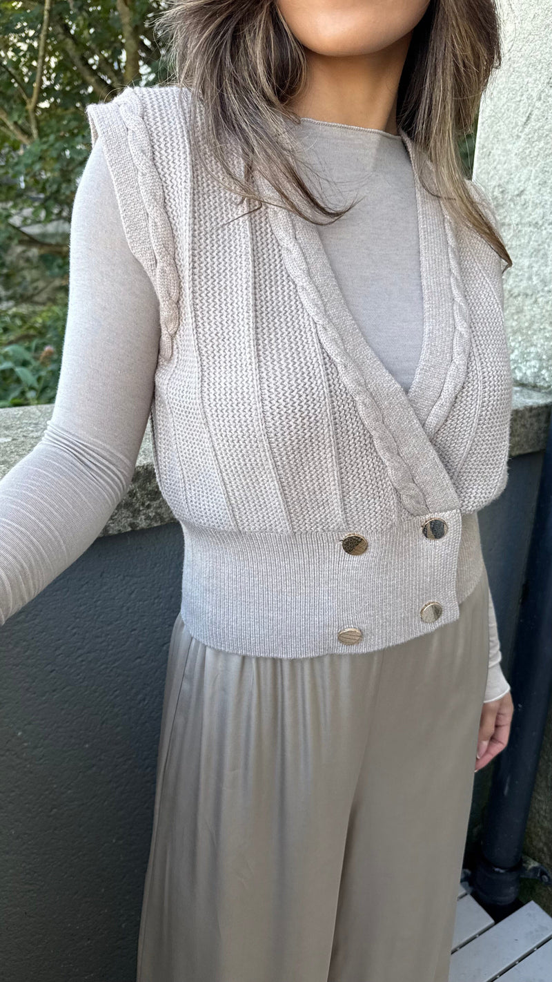 THE AURALIA VEST - BEIGE Knitwear Goya 