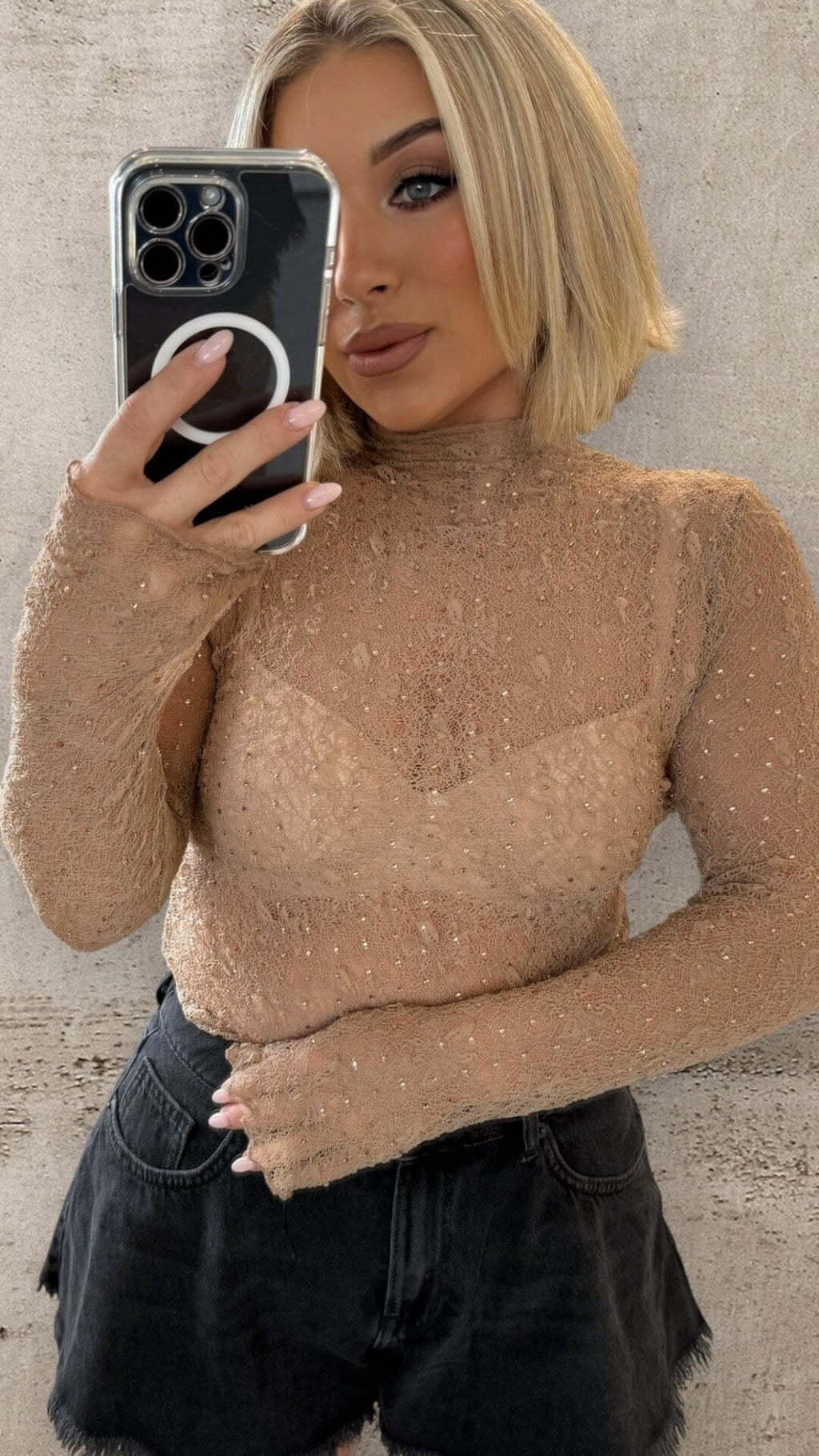 DAPHNE SHEER LACE TOP Tops & Jumpers Coco Boutique 