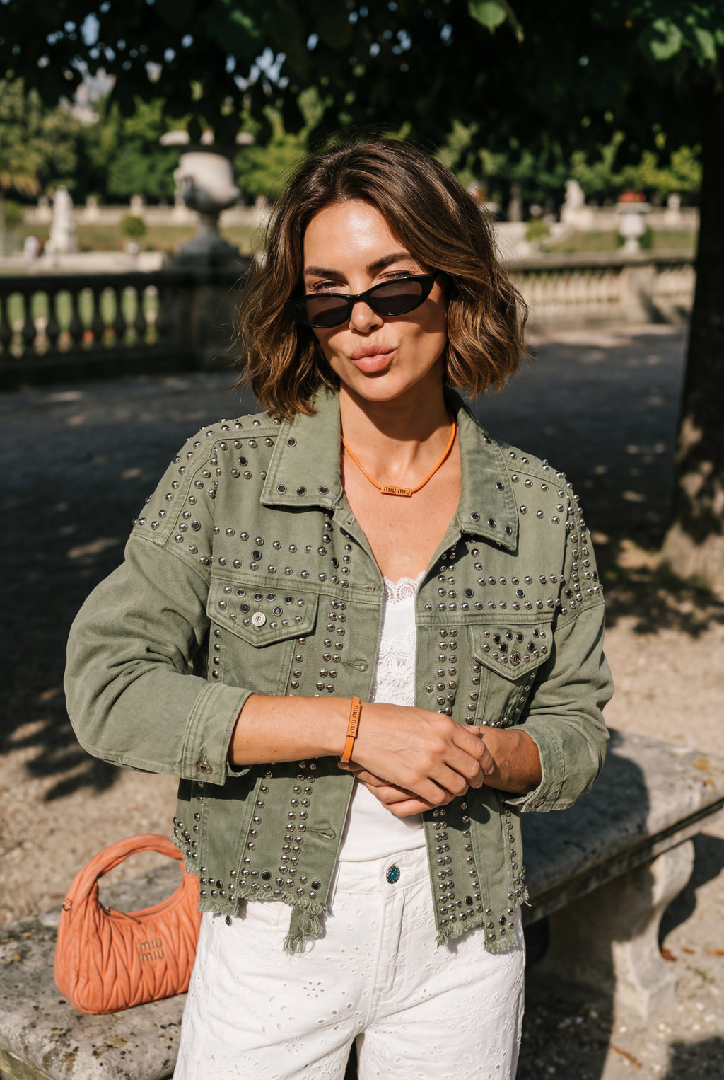 THE RIVIERA STUDDED JACKET - KHAKI Coats & Blazers Avril Vin 