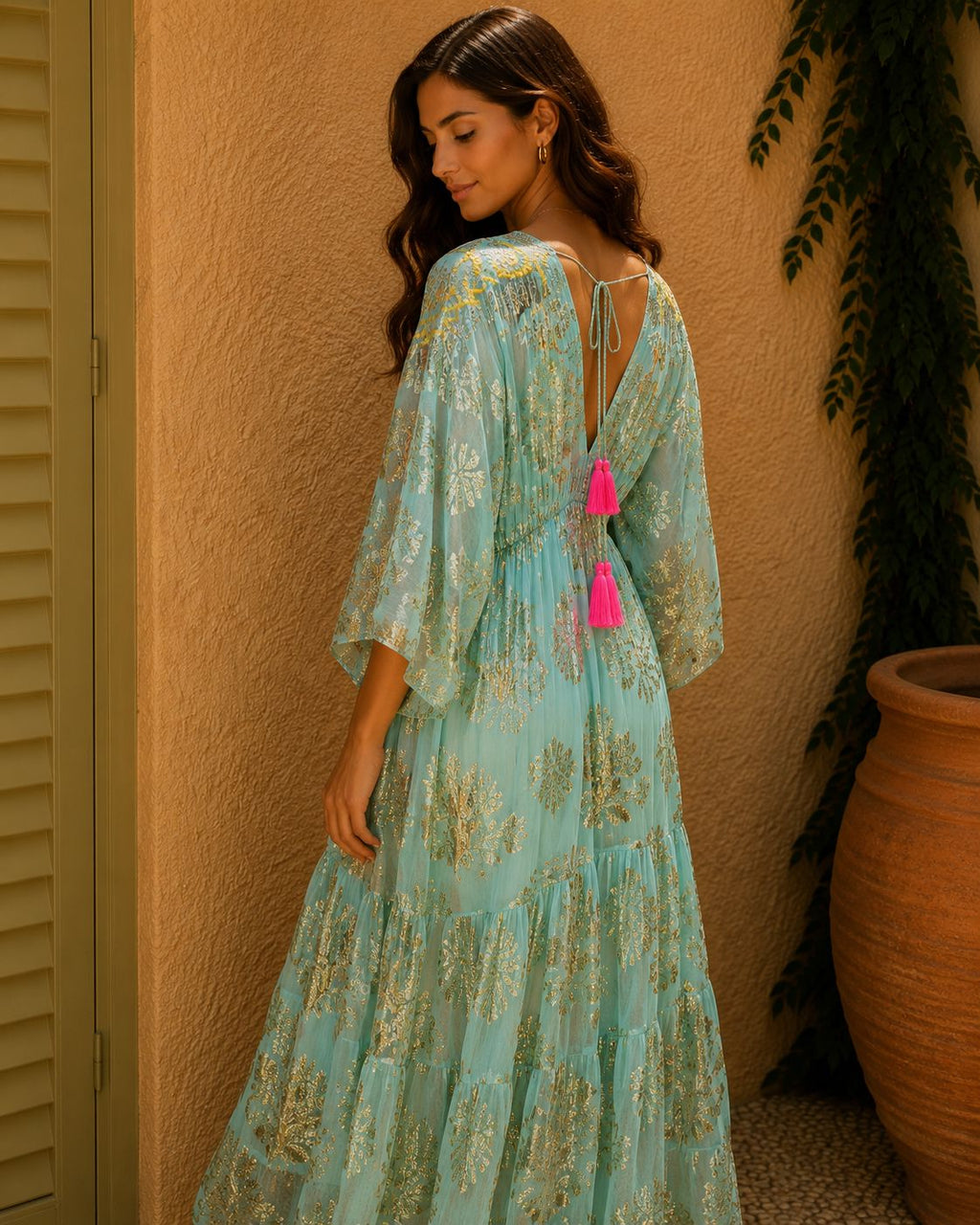 THE PALOMA SHIMMER DRESS - TURQUOISE Dresses Neline 