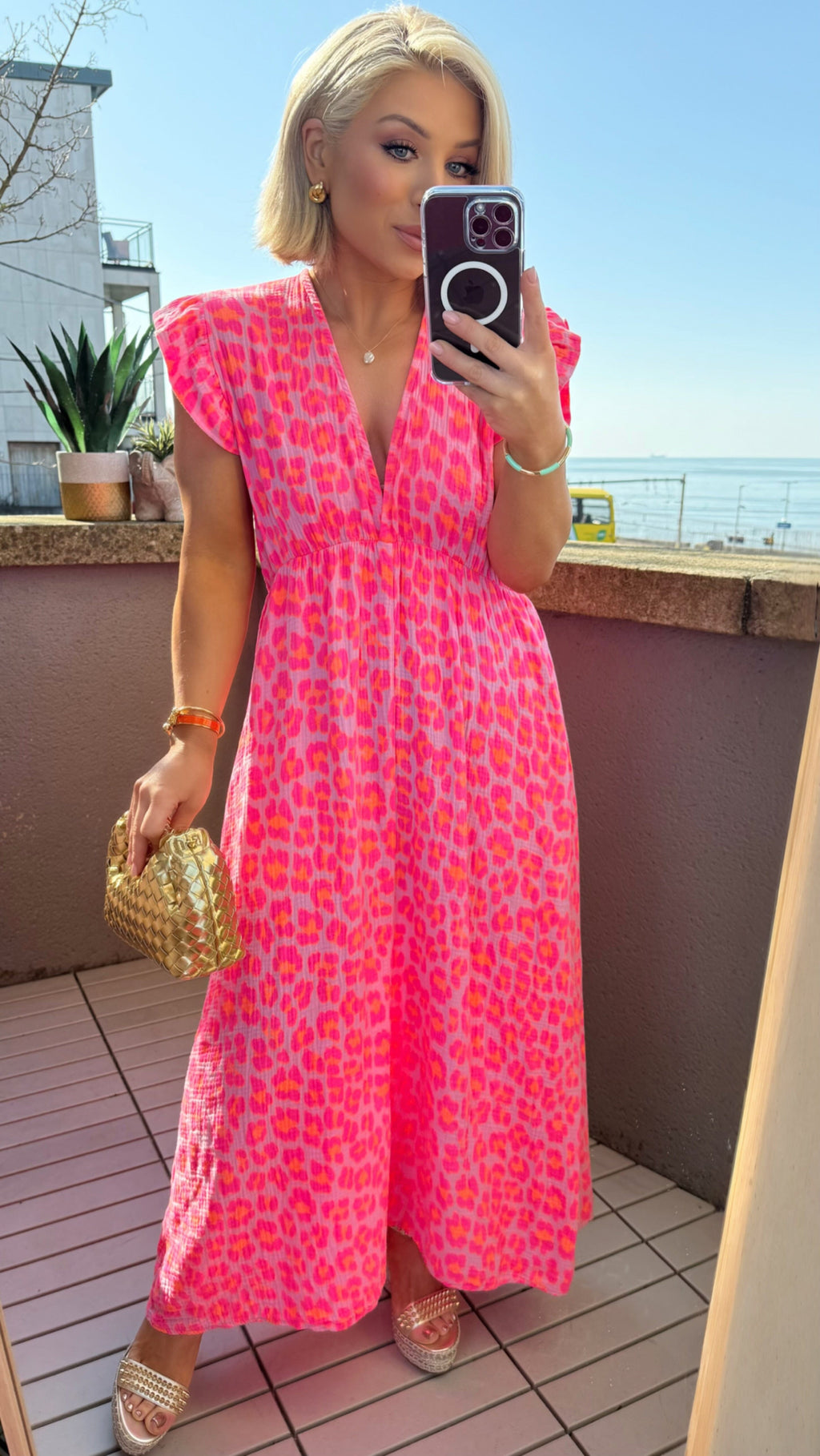 LILA ANIMAL PRINT DRESS - NEON PINK/LILAC Dresses Noeline 