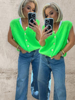 NEON LUXE KNIT GILET - NEON GREEN Gilet Coco Boutique 