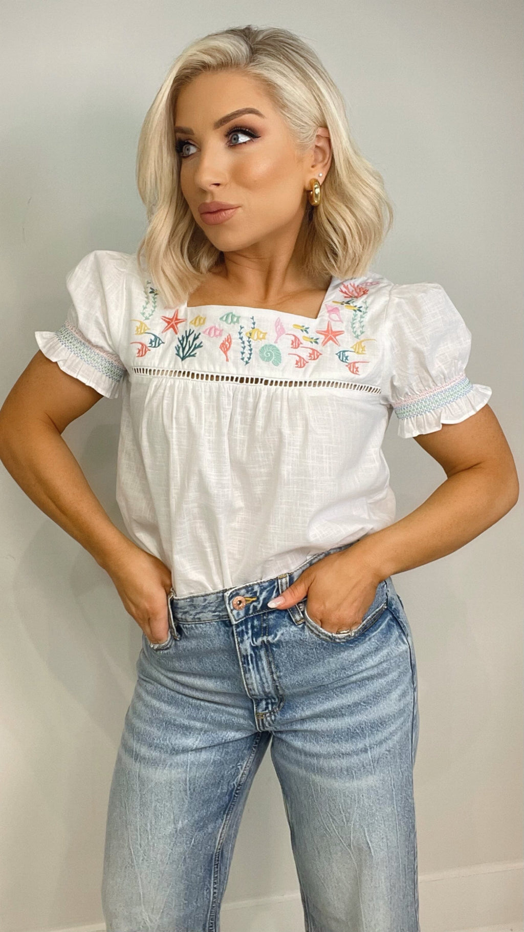 ASTRIX SEA LIFE TOP - IVORY Tops & Jumpers Coco Boutique 