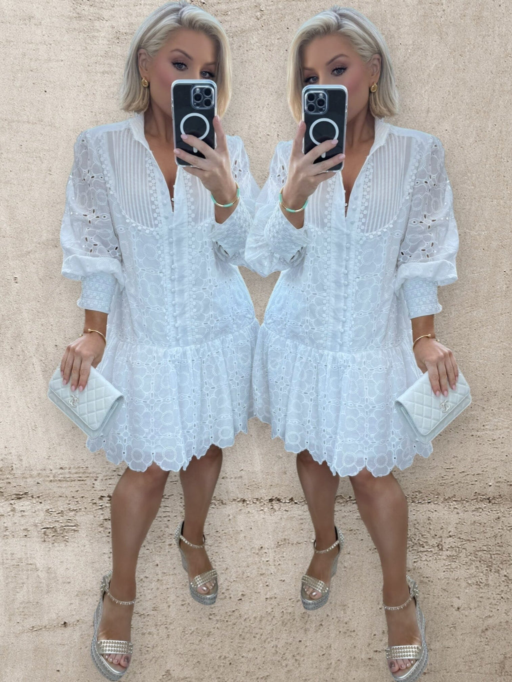 BELLA ANGLAISE DRESS - WHITE Dresses Noeline 
