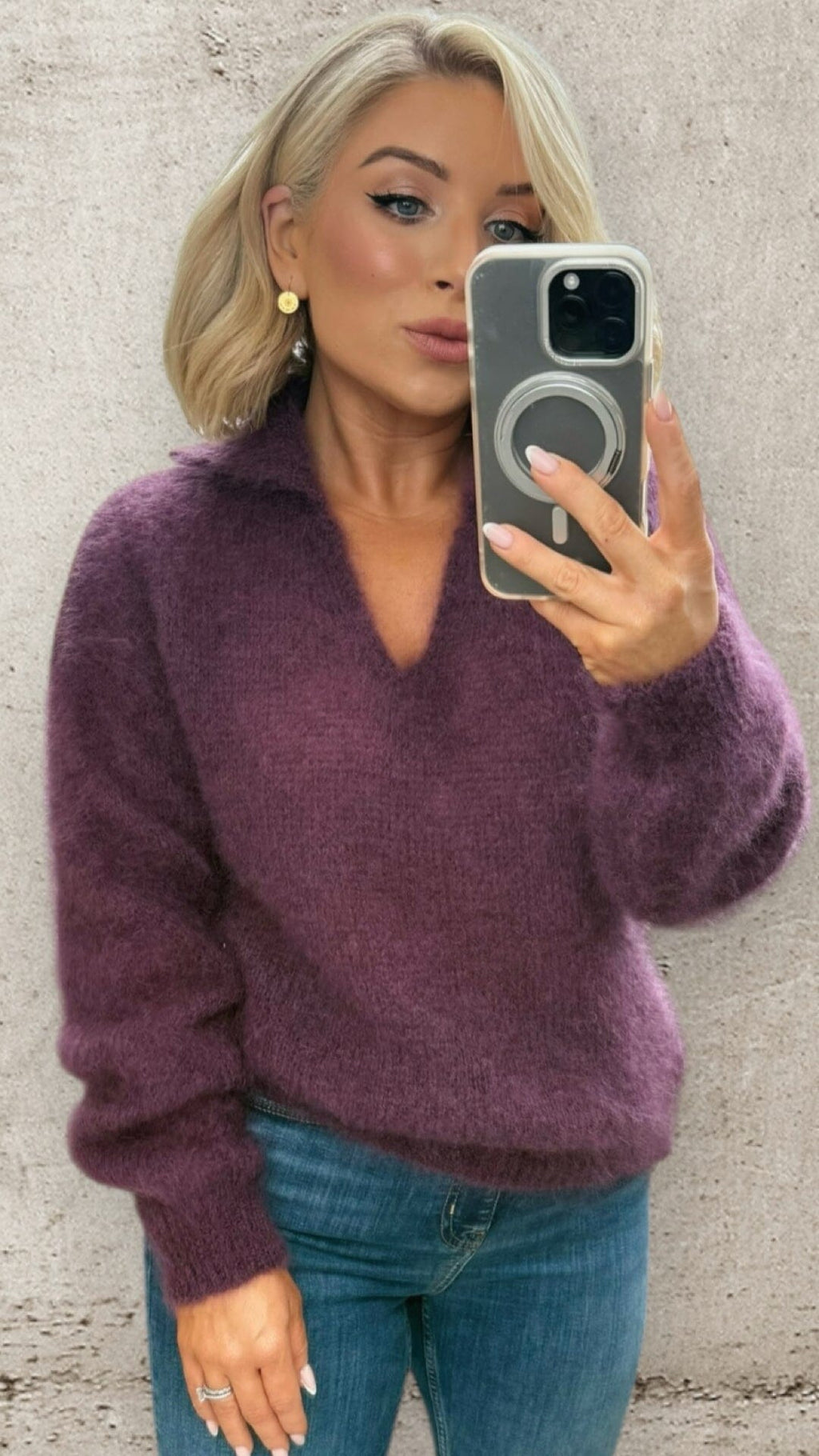 THE AMARA MOHAIR KNIT - PLUM Knitwear Neline 