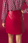 DIXIE FAUX LEATHER SKIRT - RED Bottoms, Jeans & Skirts Minueto 