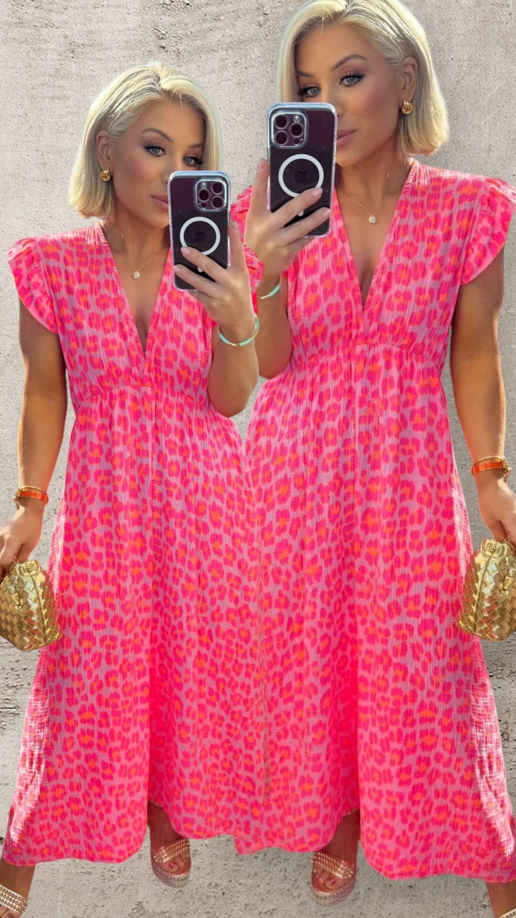LILA ANIMAL PRINT DRESS - NEON PINK/LILAC Dresses Noeline 