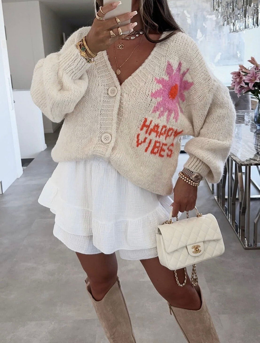 HAPPY VIBES CARDI Knitwear Coco Boutique 