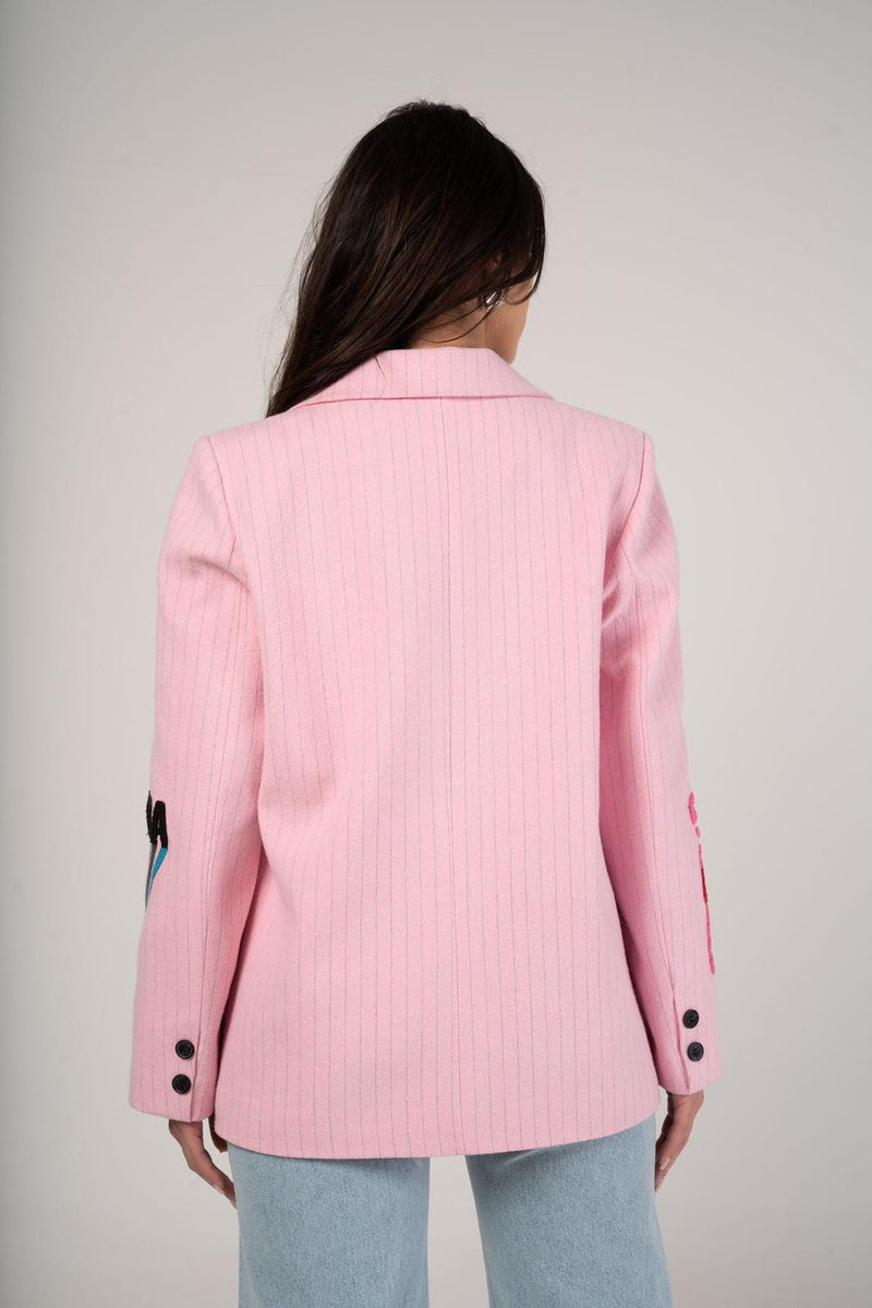 THE ICON EDIT BLAZER - PINK PINSTRIPE Coats & Blazers Maxima Lila 