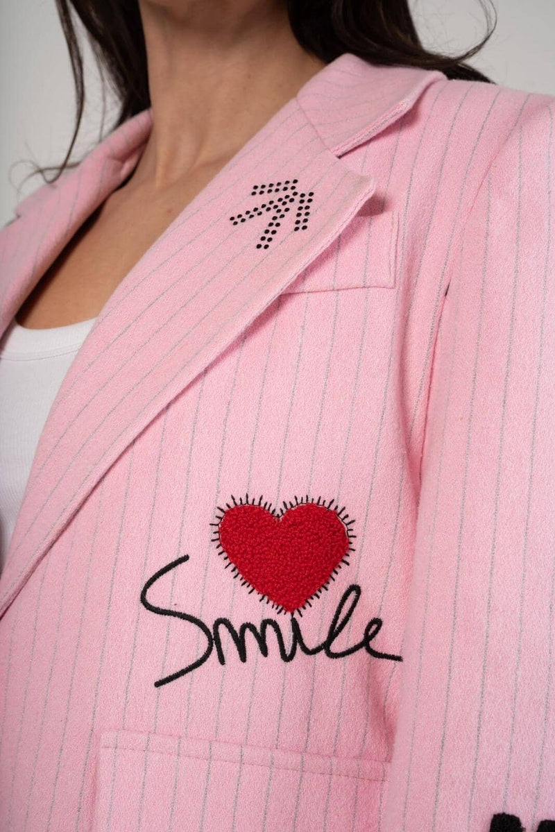 THE ICON EDIT BLAZER - PINK PINSTRIPE Coats & Blazers Maxima Lila 