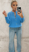 THE AURORA ALPACA CARDI - BLUE Knitwear Le Point Parisien 