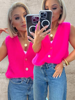 NEON LUXE KNIT GILET - NEON PINK Gilet Coco Boutique 