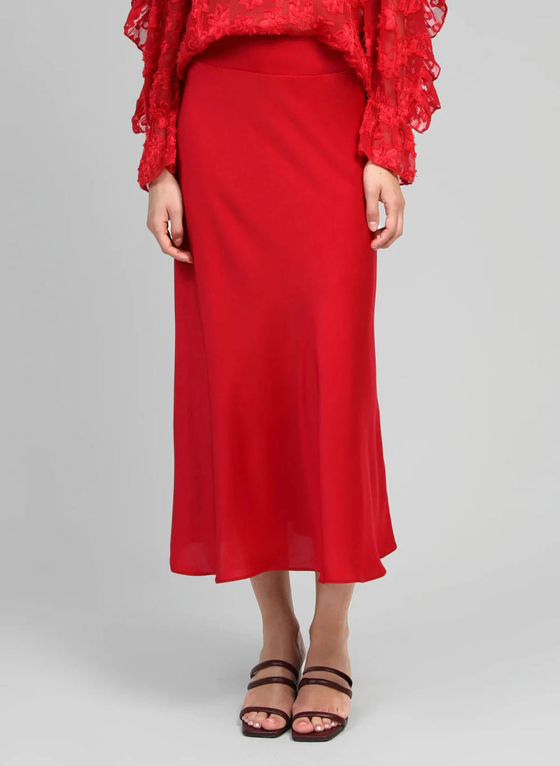 HELENA MODERN FLARE MIDI SKIRT - RED Bottoms, Jeans & Skirts Agnes 