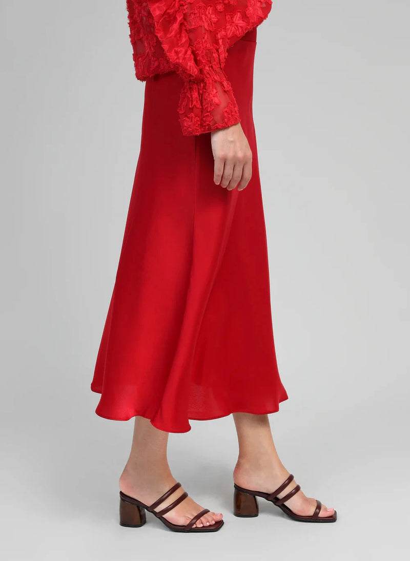 HELENA MODERN FLARE MIDI SKIRT - RED Bottoms, Jeans & Skirts Agnes 