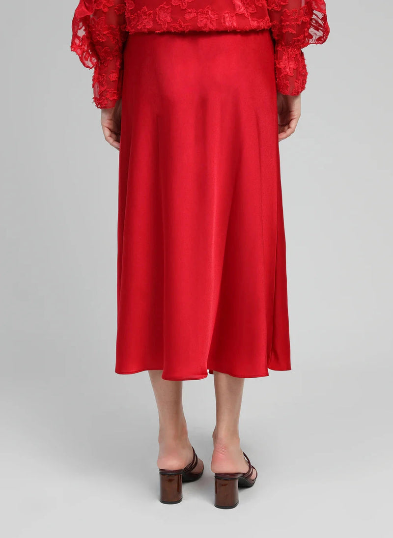 HELENA MODERN FLARE MIDI SKIRT - RED Bottoms, Jeans & Skirts Agnes 
