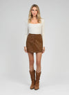 JUSTINE FAUX LEATHER MINI SKIRT - CAMEL Bottoms, Jeans & Skirts Agnes 
