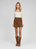 JUSTINE FAUX LEATHER MINI SKIRT - CAMEL Bottoms, Jeans & Skirts Agnes 