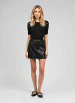 JUSTINE FAUX LEATHER MINI SKIRT - BLACK Bottoms, Jeans & Skirts Agnes 