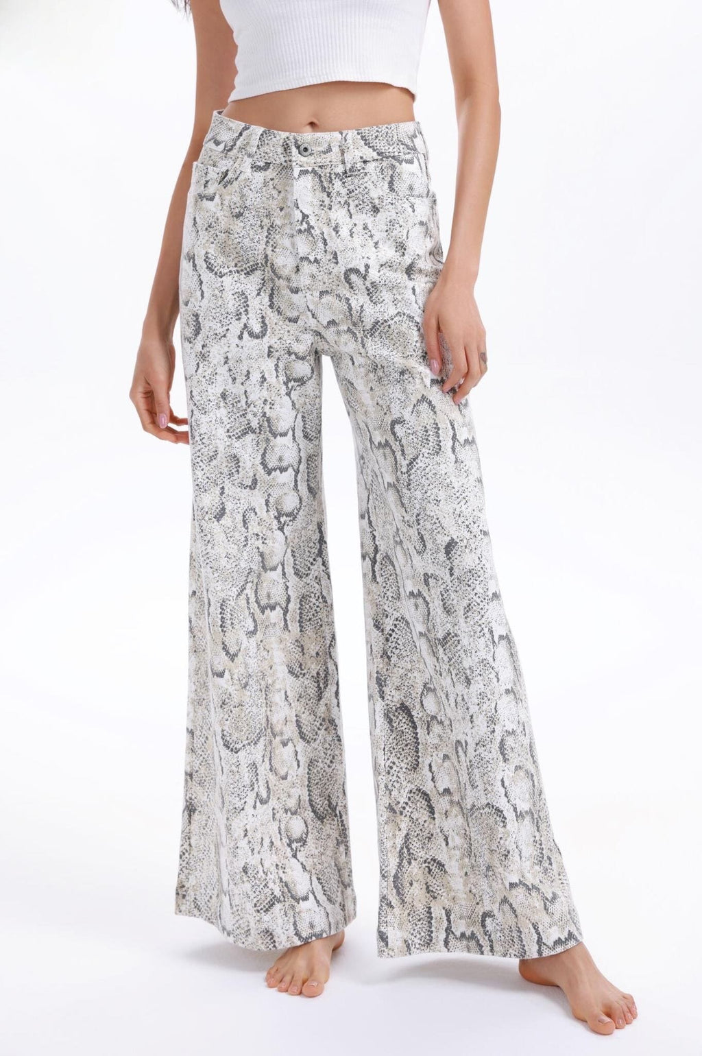 LEAH SNAKE PRINT WIDE LEG PANTS Bottoms, Jeans & Skirts Coco Boutique 