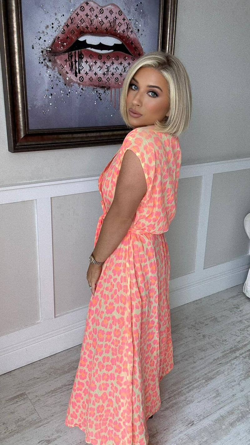 LUCIA DRESS - NEON ANIMAL PRINT Dresses Neline 