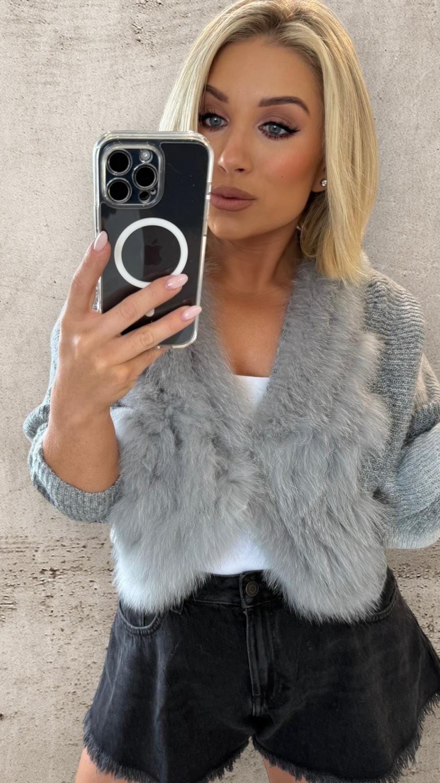 SERAPHINA GREY LUXURY FOX FUR VEST Knitwear PROVE 