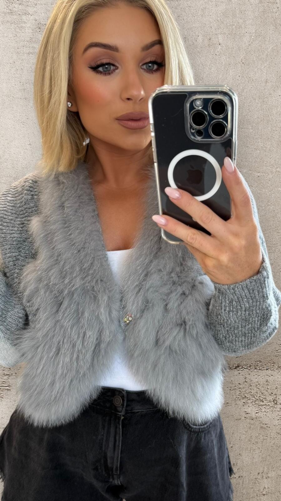 SERAPHINA GREY LUXURY FOX FUR VEST Knitwear PROVE 