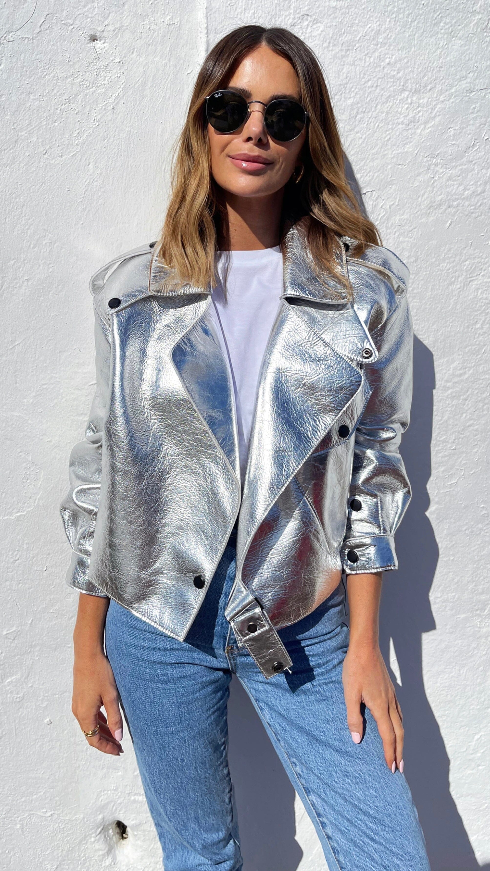 THE LEATHER JACKET - SILVER – Coco Boutique