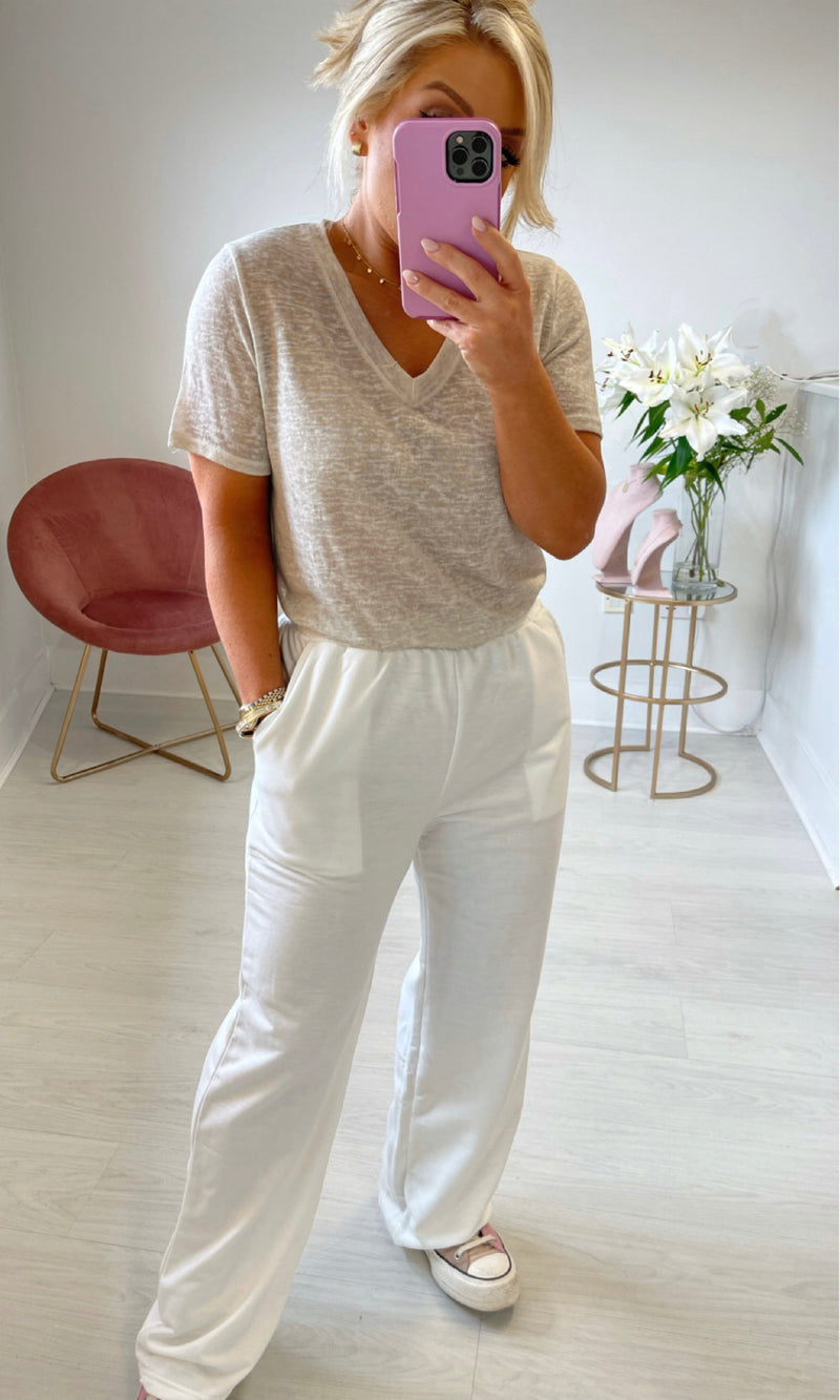 SKYE DRESSY TRACKSUIT TROUSERS - WHITE Bottoms, Jeans & Skirts JS Millenium 