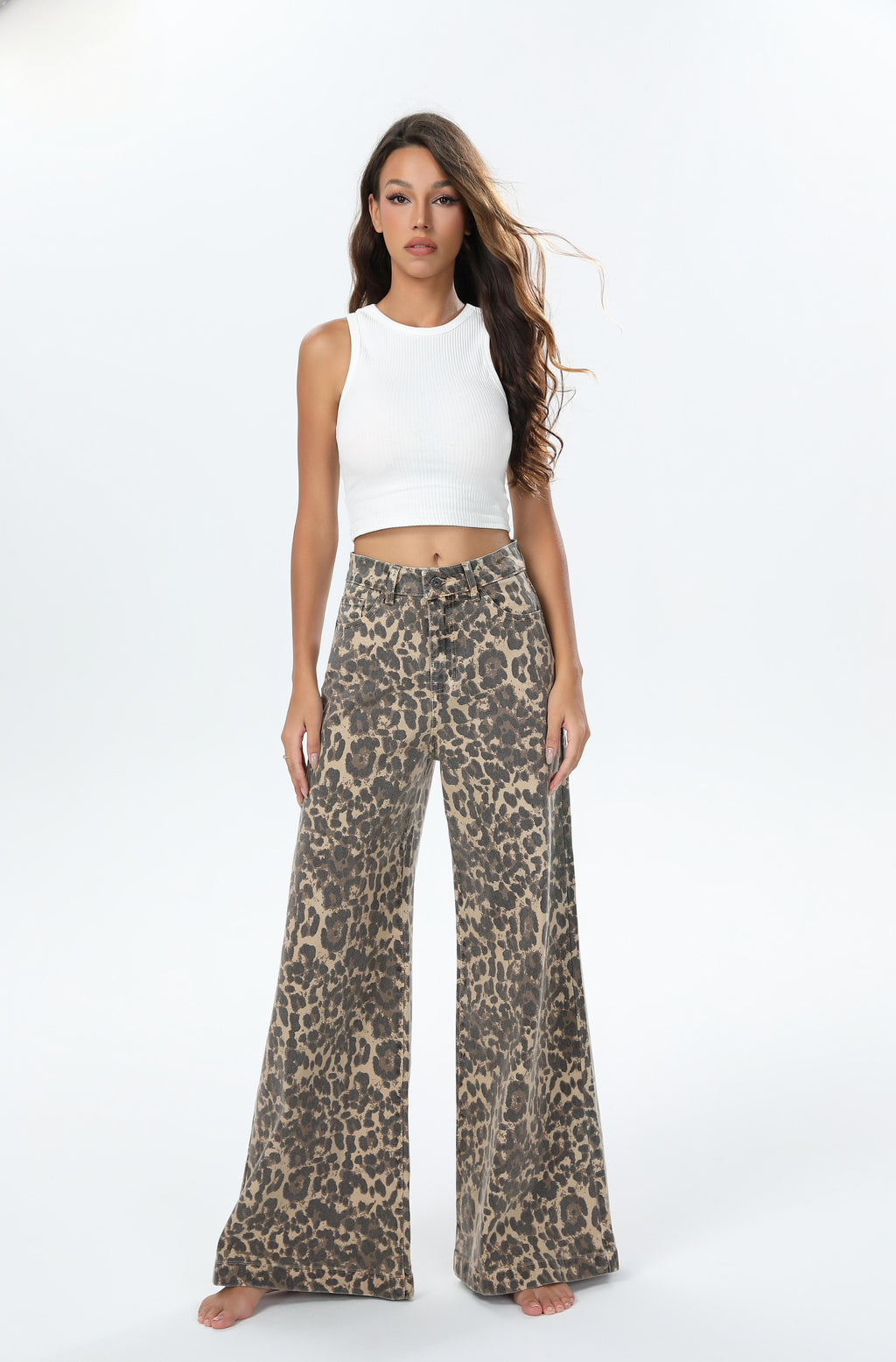 NINA LEOPARD PRINT WIDE LEGS PANTS Bottoms, Jeans & Skirts Coco Boutique 