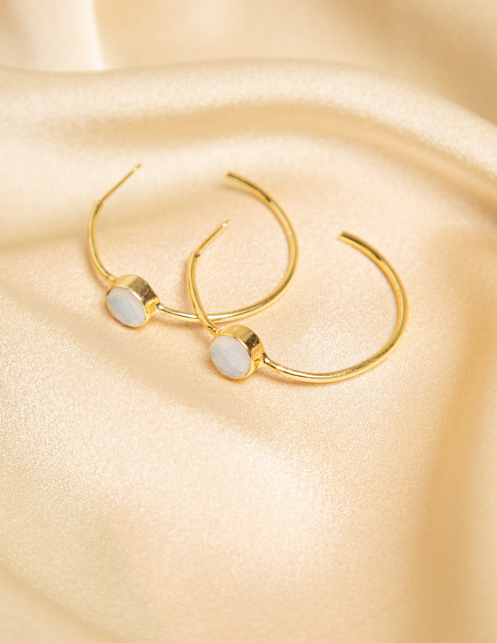 VENUS HOOP EARRINGS - WHITE GEMSTONE Jewellery & Accessories El Joyero 