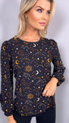 ELAINA CELESTIAL NIGHT BLOUSE - BLACK Tops & Jumpers Sugarhill 