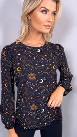 ELAINA CELESTIAL NIGHT BLOUSE - BLACK Tops & Jumpers Sugarhill 