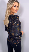 ELAINA CELESTIAL NIGHT BLOUSE - BLACK Tops & Jumpers Sugarhill 