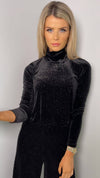 CLARA BLACK VELVET SHIMMER TOP Tops & Jumpers Traffic People 