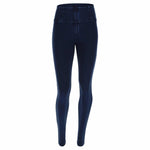 DARK DENIM BLUE STITCH HIGH WAIST SELF TONE ZIP - FREDDY Bottoms, Jeans & Skirts Freddy Jeans 