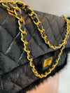 LEATHER QUILTED BAG WITH GOLD HARDWARE Jewellery & Accessories Jayley 