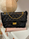 LEATHER QUILTED BAG WITH GOLD HARDWARE Jewellery & Accessories Jayley 