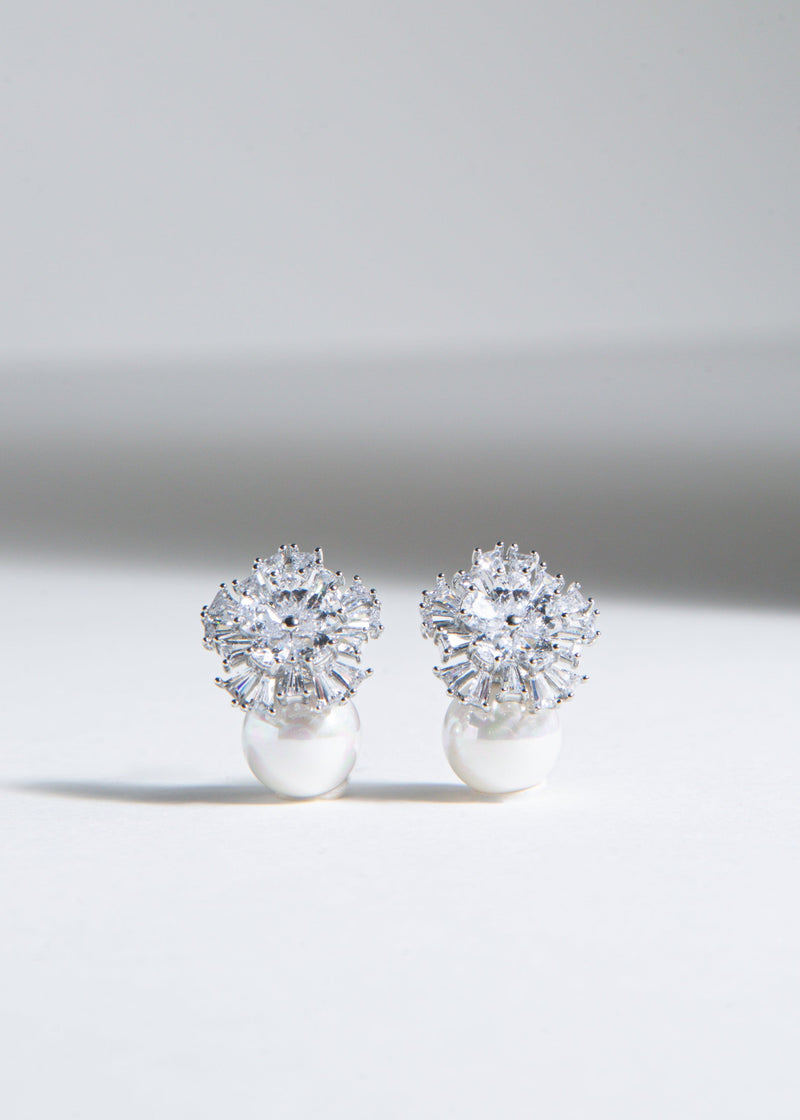 STARBURST AUSTRIAN CRYSTAL PEARL EARRINGS Jewellery & Accessories Floly 
